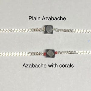 Sterling Silver and Genuine 7mm Azabache Jet Curb Link 7.5&quot; Bracelet