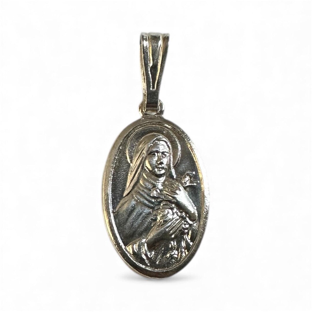 Sterling Silver Saint Therese of Lisieux "little Flower" Oval Medal - Etsy