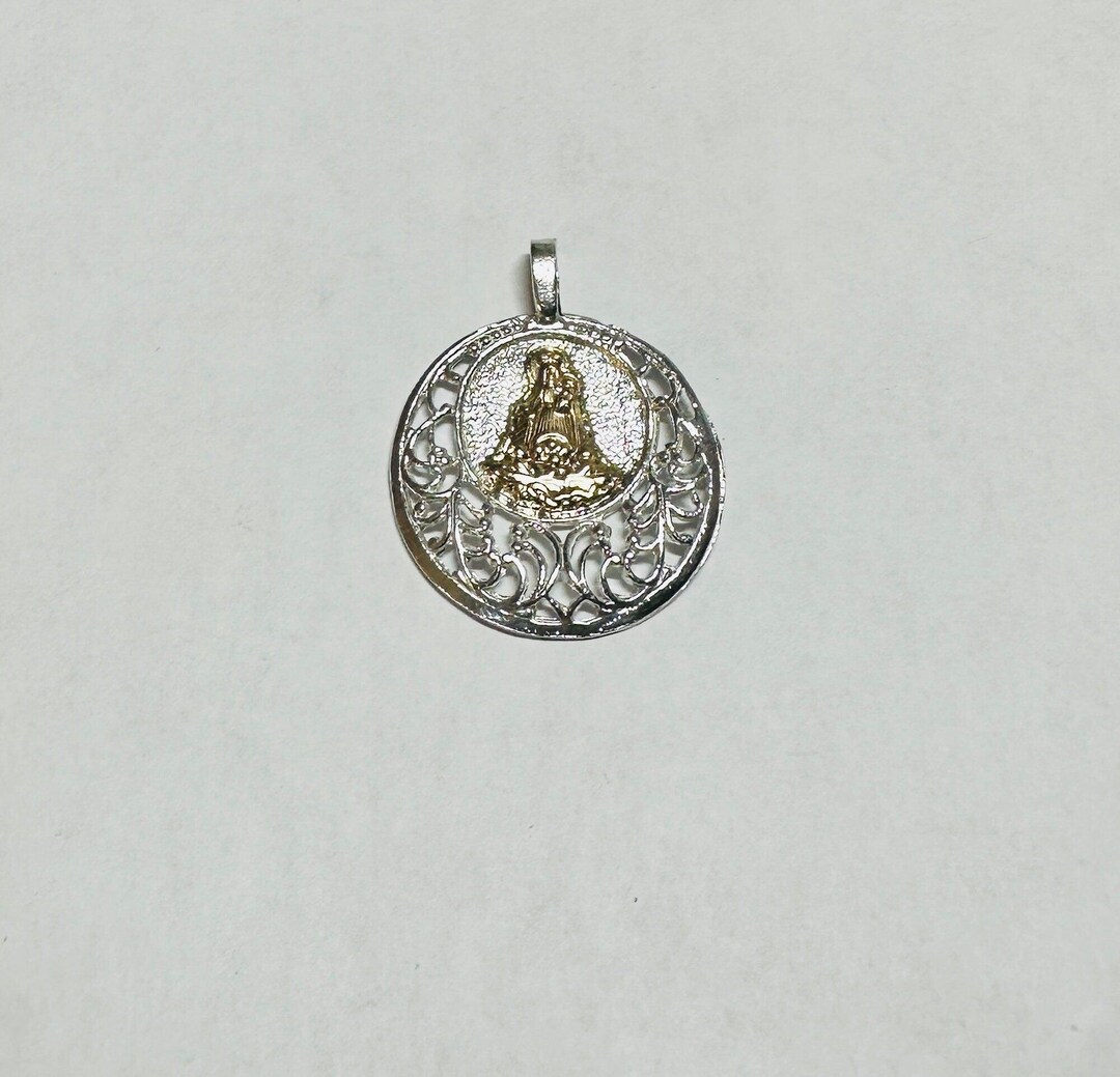 Sterling Silver and 14 Karat Yellow Gold Our Lady of Charity "caridad ...