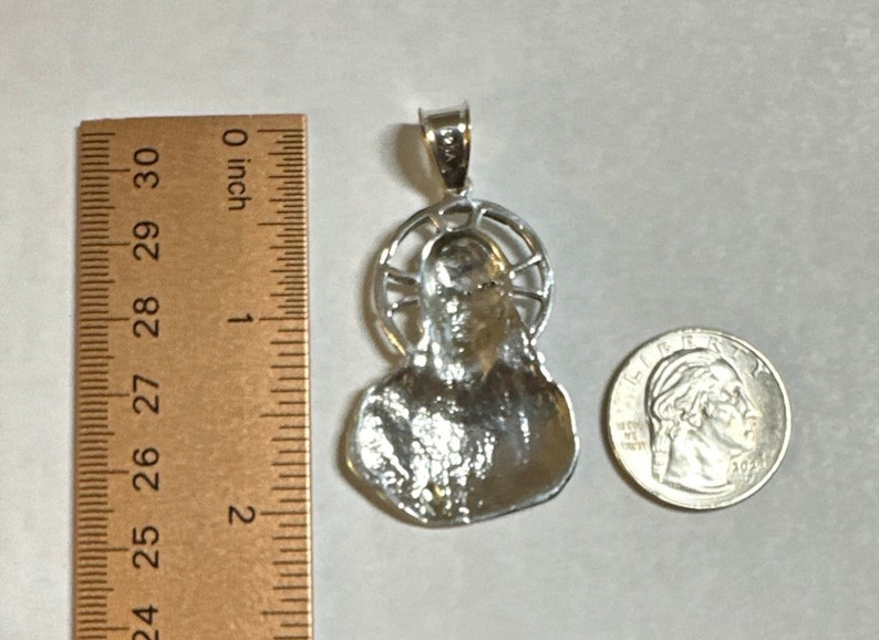 Sterling Silver Sacred Heart of Jesus 2.20" Pendant - Etsy