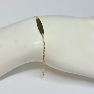 14 Karat Yellow Gold Figaro Link Oval ID 6&quot; Baby/Kids Bracelet