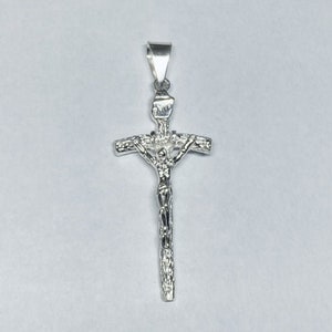 Sterling Silver Saint John Paul and Pope Francis Crucifix Pendant