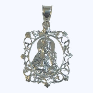 Sterling Silver Saint Barbara &quot;Santa Barbara&quot; Filigree Medal Pendant
