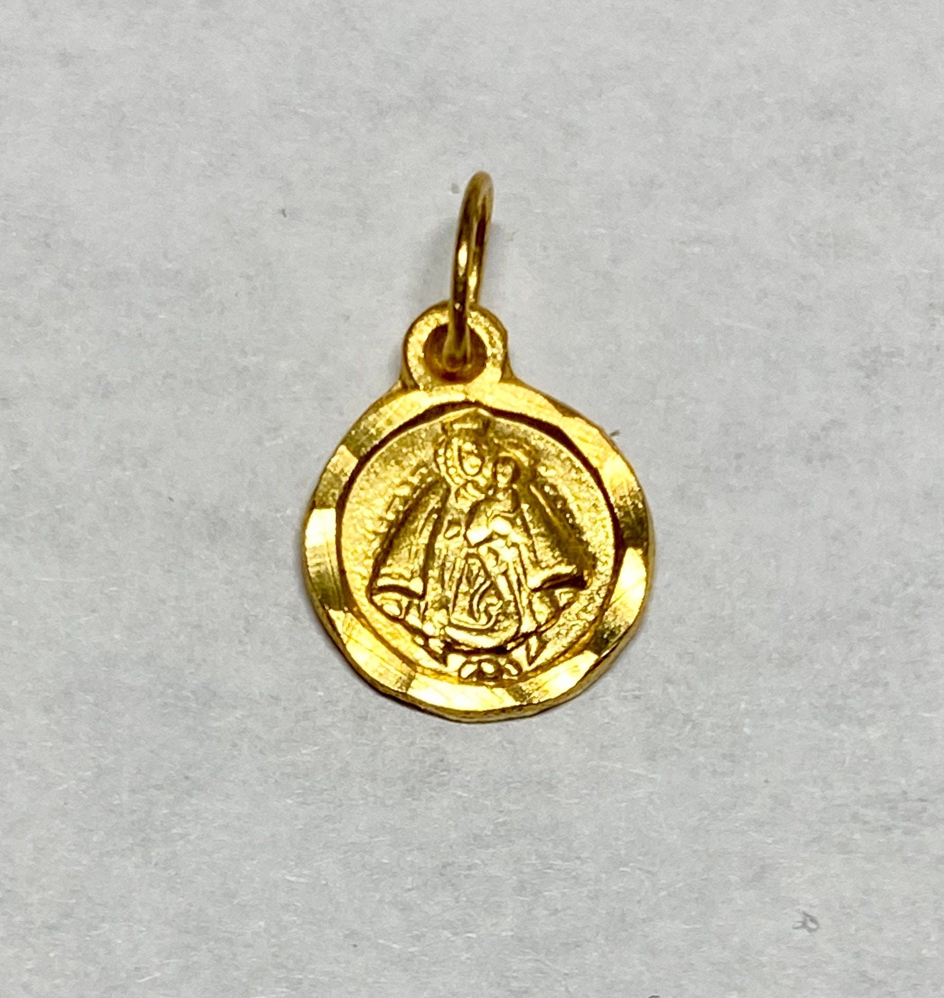 14 Karat Yellow Gold Virgen De Regla "our Lady of Regla" 8mm Baby Medal ...
