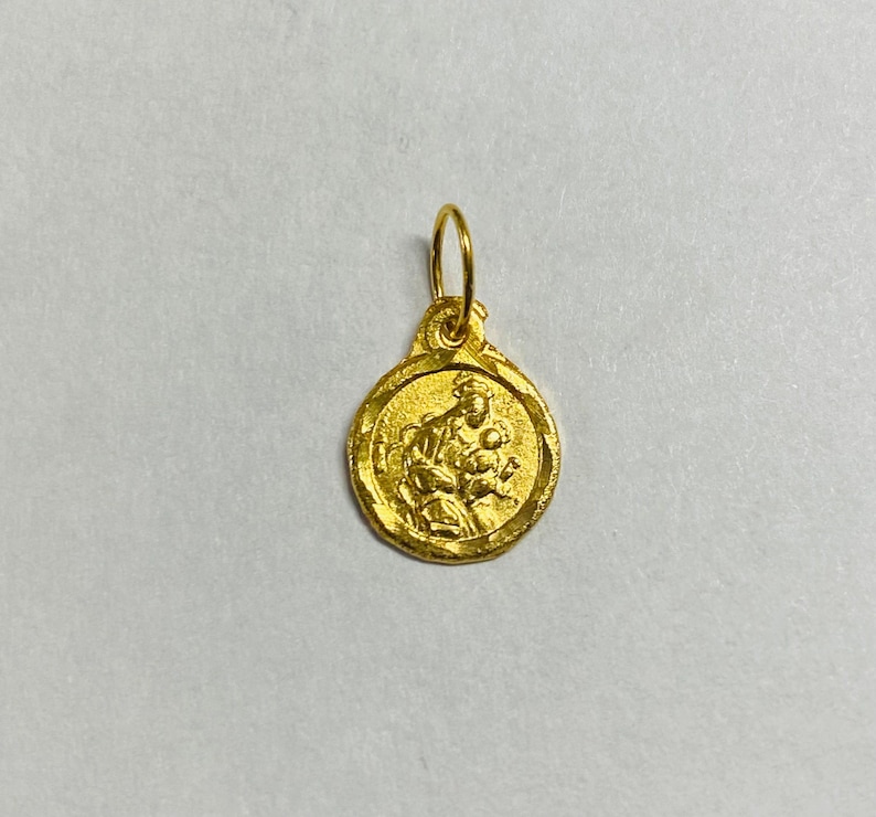14 Karat Yellow Gold Our Lady of Mount Carmel "virgen Del Carmen" 8mm ...
