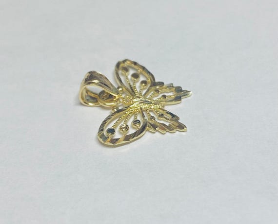 Claddagh Gold 10k Two-Tone Rose & White Gold Filigree Butterfly Charm Pendant - Handmade In USA