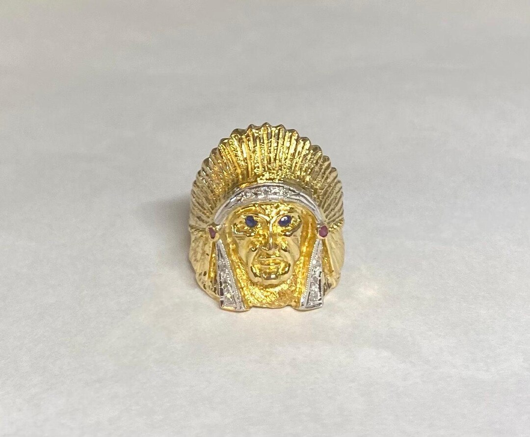 Vintage NOS 18 Karat Yellow Gold Genuine Diamond, Ruby and Sapphire ...