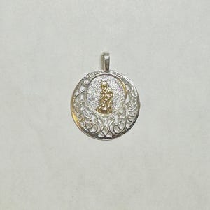 Sterling Silver and 14 Karat Yellow Gold Saint Lazarus &quot;San Lazaro&quot; Filigree Medal