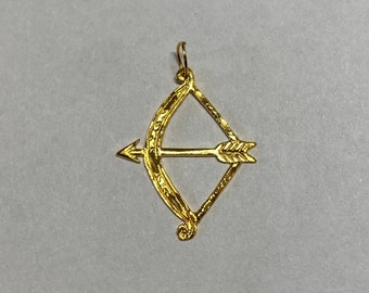 14 Karat Yellow Gold Bow and Arrow &quot;Ochosi&quot; (Yoruba Ifa Palo Santeria) Charm