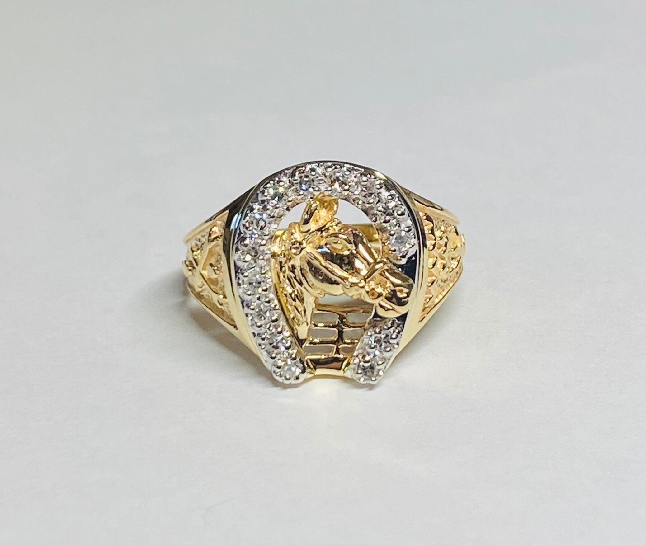 10 Karat Yellow Gold & Genuine 0.28 Carat TW Diamond Horseshoe W 