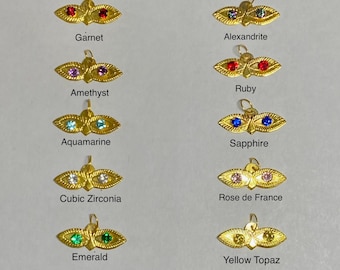 10 Karat Gold Santa Lucia &quot;Saint Lucy&quot; Eyes Pendant with Stones