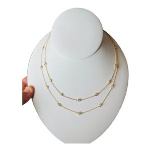 Handmade 14k sold Gold Diamond Station Necklace: Bezel Set by the Yard chain