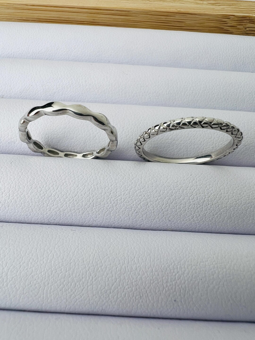 Silver Thin Band, Stackable Ring, Wave Stack Ring, Crisscross Stack ...