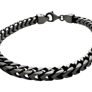 4mm oxidised silver solid Franco bracelet, men’s Franco bracelet,solid sterling silver Franco bracelet,valentine birthday gift for him
