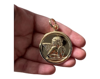 Gold Over Sterling Silver Guardian Angel Pendant