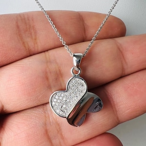 Sterling Silver Butterfly Necklace: Cubic Zirconia Pave Pendant