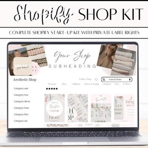 May include: A laptop computer displaying a website for an online shop. The website has a pink and white colour scheme and features a variety of products, including clothing, home decor, and gifts. The website also includes a search bar, a menu, and a shopping cart.