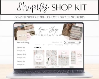 Boho Shopify Store Kit, Banners, Logos, Social Media Templates, Canva, Digital Download