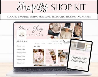 Soft Pink Shopify Theme Template, Logos, Banners, Edit in Canva