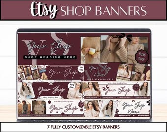 Etsy Shop Banner Templates, Customizable Canva Designs, Digital Download