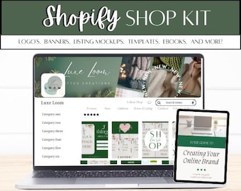 Etsy Shop Branding Kit: Green Theme Banner Templates (Canva Edit)