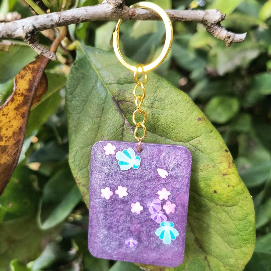 Purple Keyring Purple Resin Keychain - Etsy