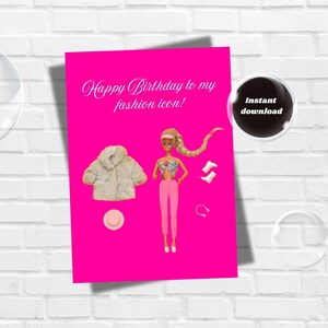 Joyeux anniversaire à ma carte d'anniversaire icône de la mode, carte de voeux drôle, cadeau d'anniversaire pour une fille, cadeau pour une fille à la mode, cadeau d'anniversaire