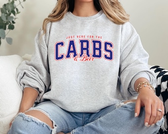 Carbs & Beer Sweatshirt, funny football sweatshirt, football watching sweatshirt, yay sports, here for the snacks, girly football sweatshirt