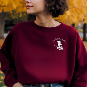 Sweat-shirt brodé lac personnalisé, sweat-shirt carte de lac personnalisable, sweat-shirt cottagecore, sweat à capuche carte de lac brodée, ajoutez votre propre lac