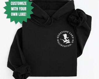 Custom Lake Embroidered Hooded Sweatshirt, custom cabin sweatshirt, custom lake hoodie, cottagecore hoodie, lake life hoodie, lake gift