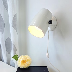 Vintage minimalist cream wall sconce | table spotlight | adjustable cylinder | 4" × 7.5" | 1970s–80s