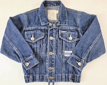 Chaqueta vaquera azul marino estilo vintage texano | Vaquero infantil con efecto desgastado | Botones metálicos | Estilo retro de los 80 | Talla 4