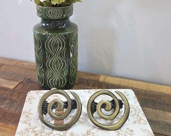 Vintage Spiral Curtain Tie Backs | Contemporary Drape clips, Bronze Finish | Pair 2.75"