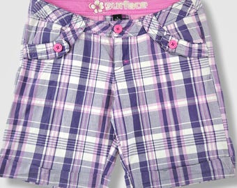 Y2K skater surfer bermuda | low rise Surface | mauve pink plaid | size 5, waist 16", 8" inseam