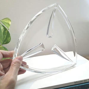 Walther Glas Germany | Sculptural Triangular Crystal Dish | Vintage 70s–90s Art Glass | Clear Geometric Accent