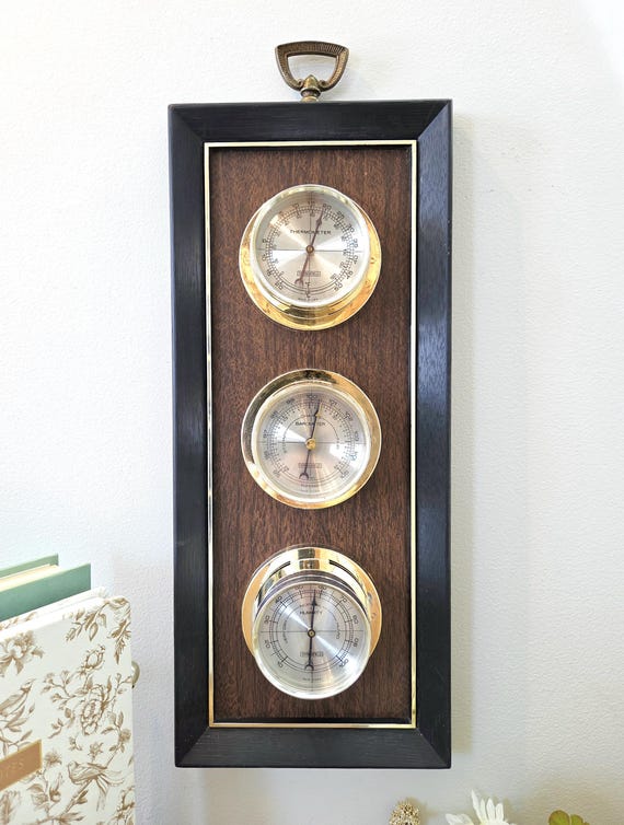 Vintage Springfield Weather Station | USA Thermometer Barometer