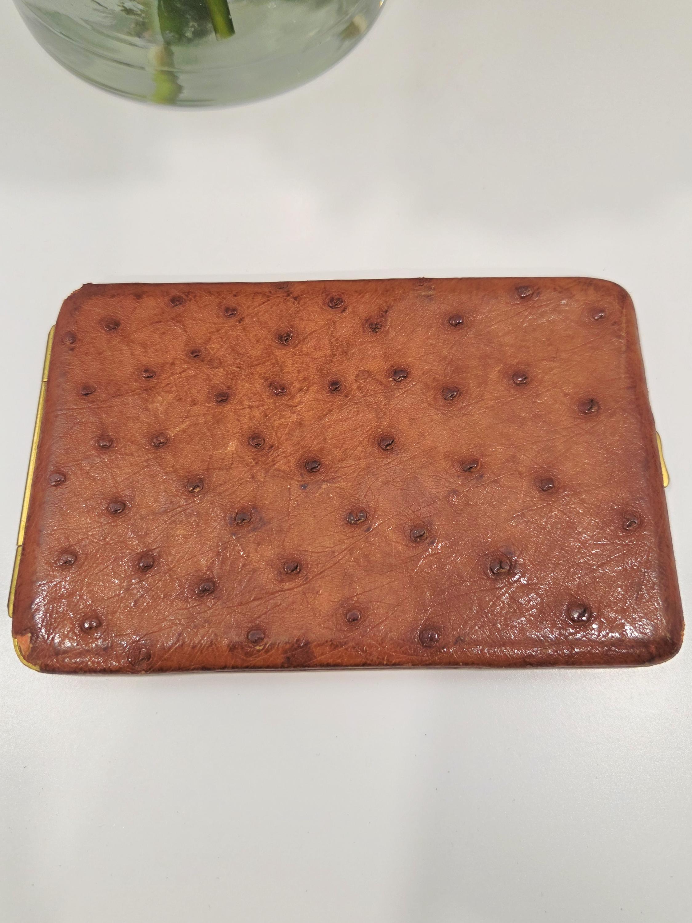 Rumpp Wallet Rumpp & Sons Vintage Card Holder | Cognac Ostrich Leather | Moire Silk ...