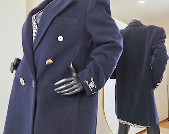 Vintage kasjmier wollen blazer uit de jaren 80 | Mister Leonard Canada | dubbelzijdig | marineblauw of metallic | maat 14