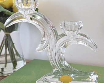 Romantisk vintage ljusstake i blykristall från Regency-tiden | 2 armar | Västtyskland | NOS | 24 % PbO