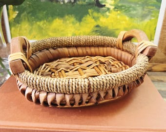RARE Handwoven Longaberger Basket With Lid and Swing Handle