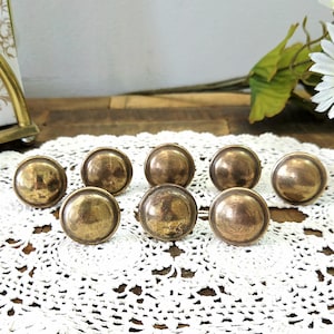 Vintage Solid Brass Drawer Knobs | Set of 8 Mid-Century Cabinet Hardware | Antique Brass Pulls | Rustic Furniture Restoration