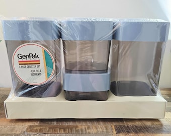Set di contenitori vintage anni '80 | GenPak NOS | Plastica blu fumé | Set sigillato da 4