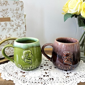 Vintage Beauceware Pottery Mugs Set | Donalda & Séraphin Collector's Duo | 1960s Quebec Folk Decor | Les Belles Histoires des Pays d'en Haut