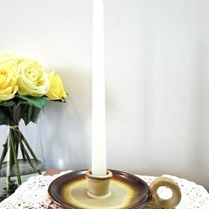 Vintage Rustic Guénin Trudeau Candle Holder | Canadian Pottery 600/29 | Loop Handle Mid‑Century