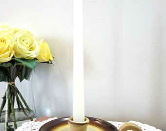 Vintage Rustic Guénin Trudeau Candle Holder | Canadian Pottery 600/29 | Loop Handle Mid‑Century