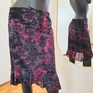 Jupe vintage Y2K Le Château | velours dévoré tie dye | midi asymétrique gothique | taille M