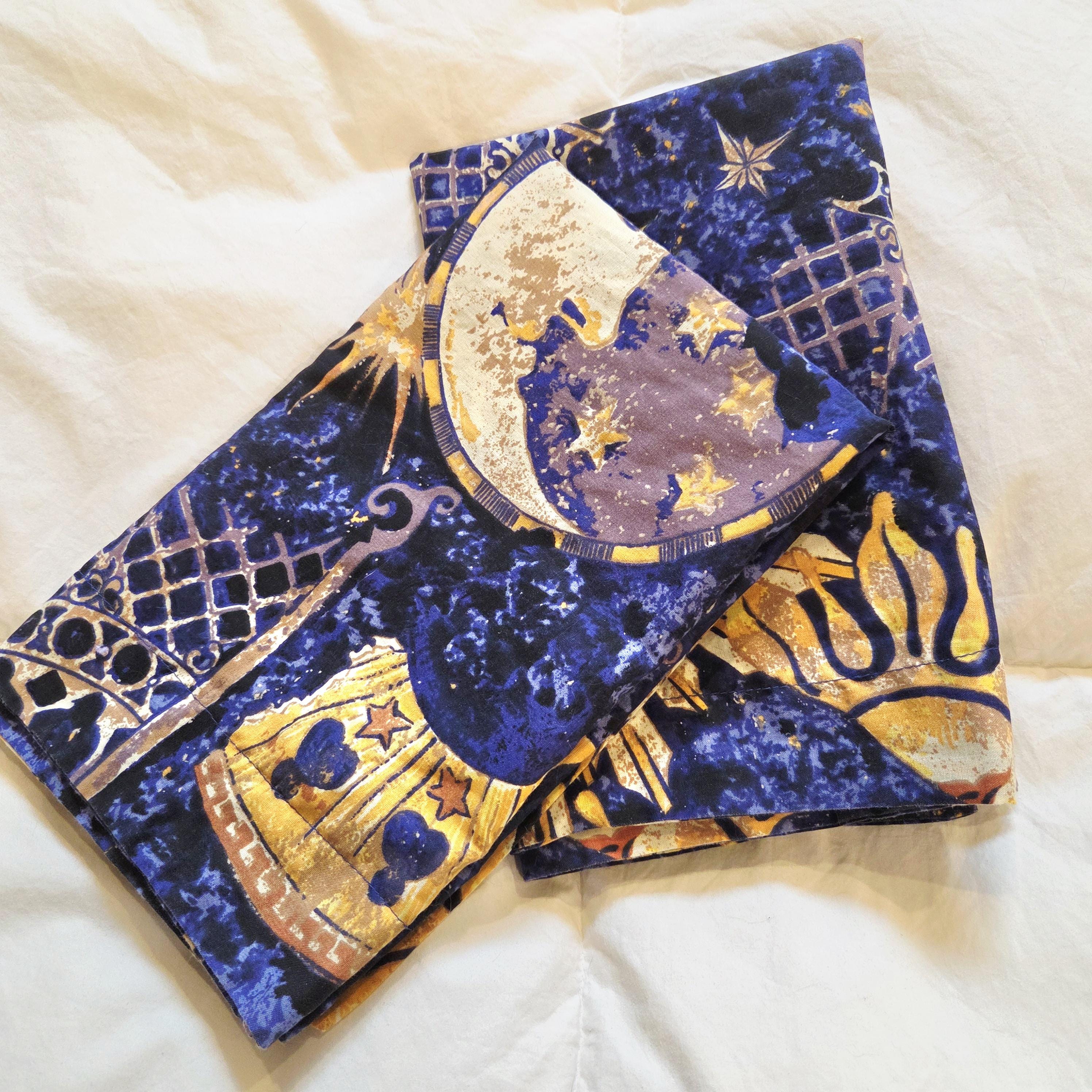Jupe De Lit Vintage Double - Motif Céleste (soleil, Lune, étoiles) - Volants - Mexique