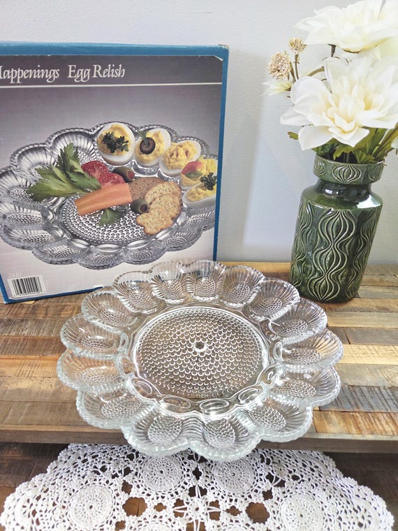 Vintage Deviled Egg Plate | Classic Indiana Glass “crystal