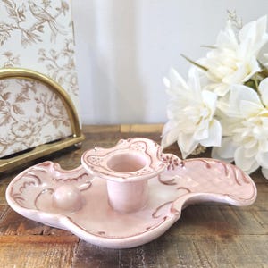 Lámpara de araña de cerámica vintage | Estilo Cottagecore Shabby Chic | R. Brousseau, 1984 | Pieza pintada a mano | Tonos rosas y tierra | 18 x 11,5 cm