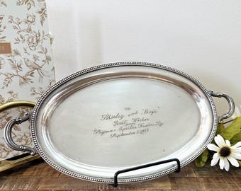 Vintage Ronson zilveren dienblad | Gegraveerd Sigma Epsilon broederschapsgeschenk 1953 | Decoratief zilverwerk uit het midden van de 20e eeuw
